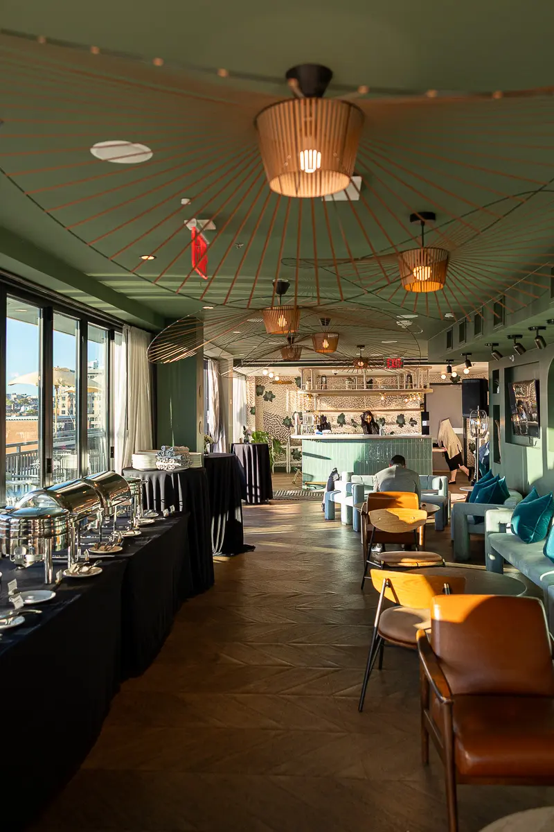 Indoor networking event design photographed to document atmosphere and planner preparation