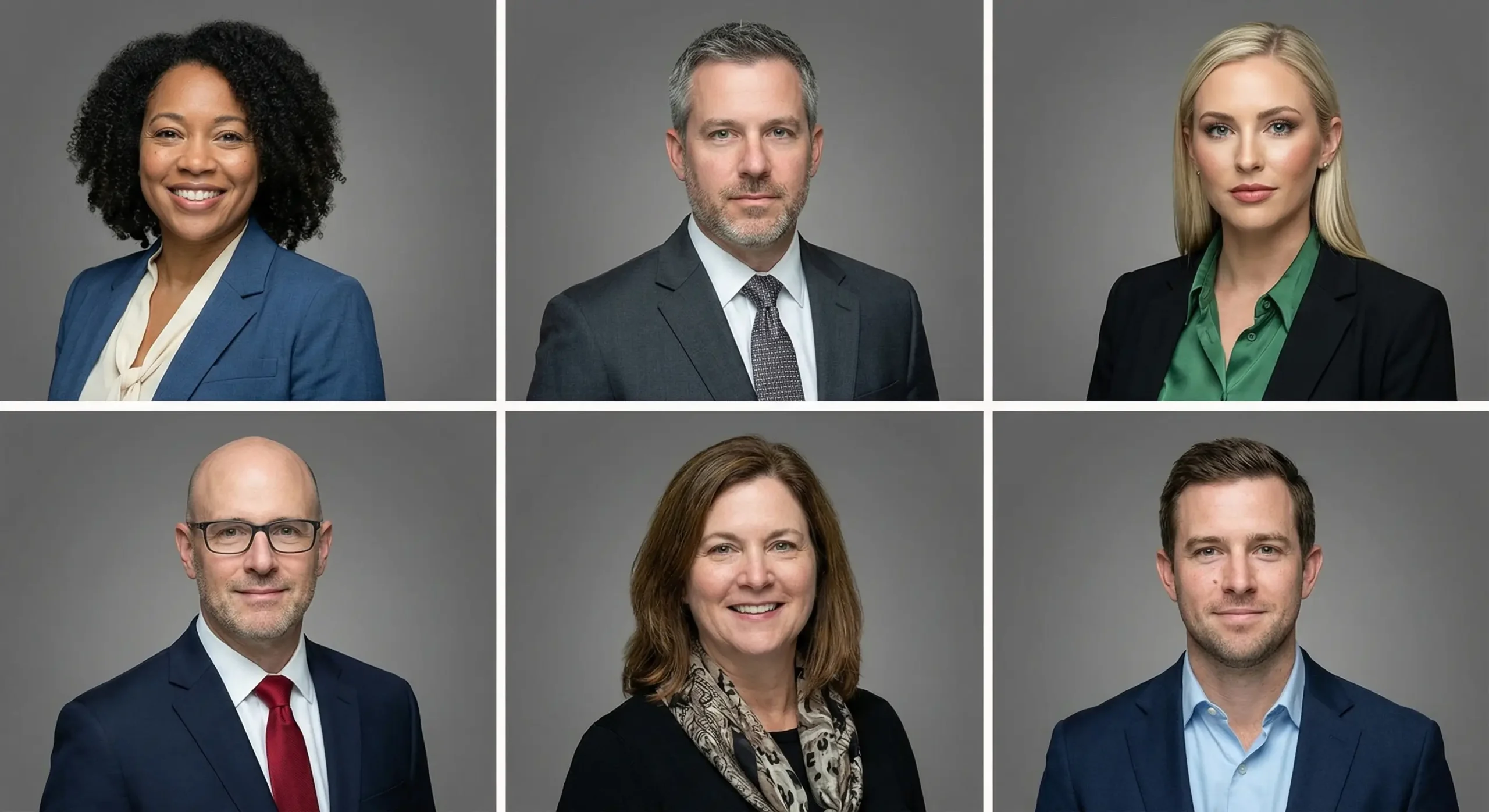 Cohesive grid of professional business headshots photographed by District Pixel