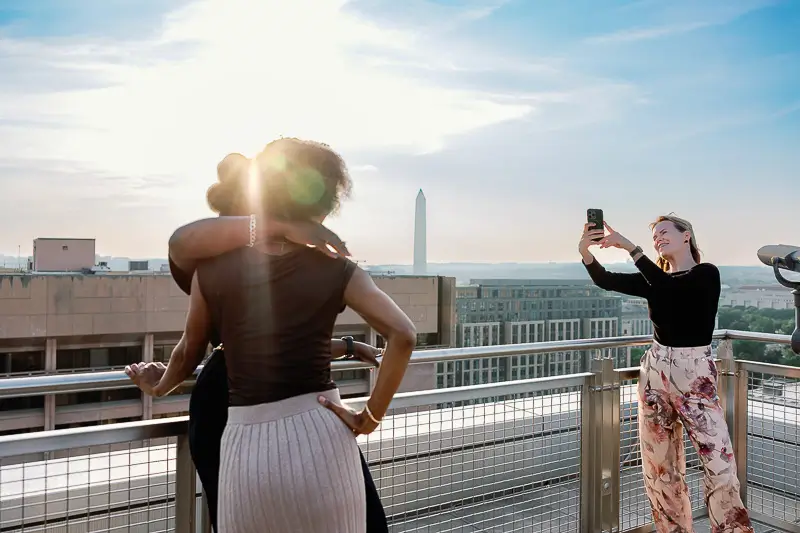 Rooftop corporate event at the International Spy Museum in Washington DC with Washington Monument views