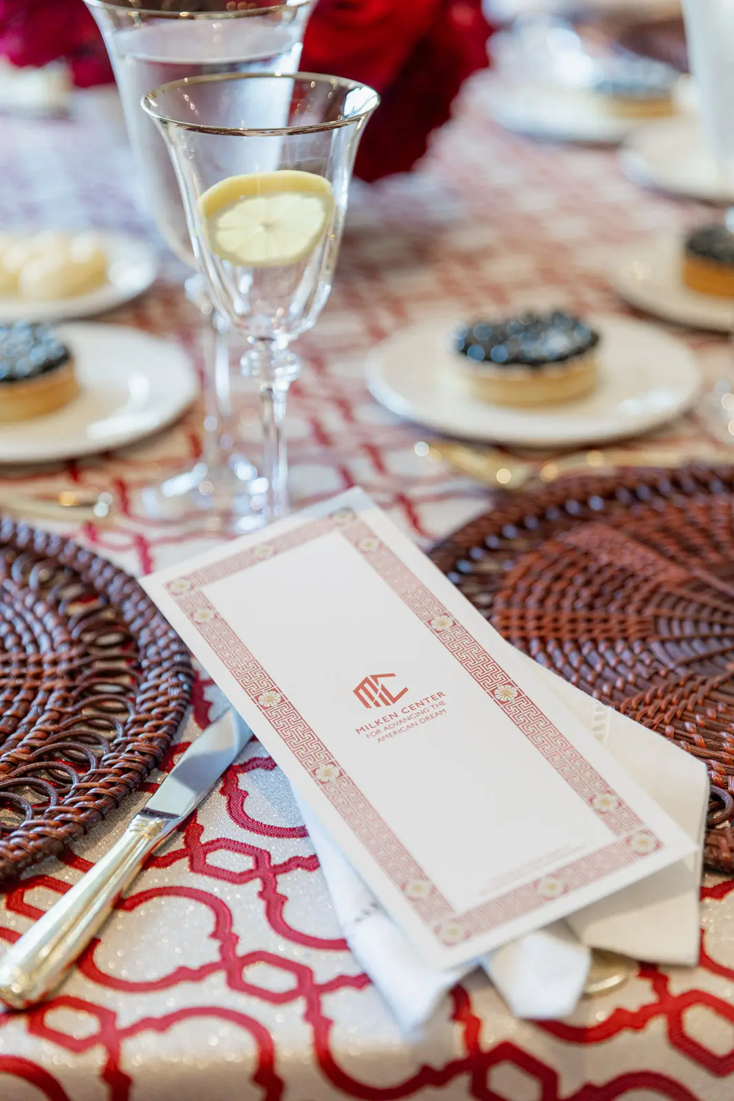 Conference photographer Washington DC vertical menu and place setting detail for planner documentation