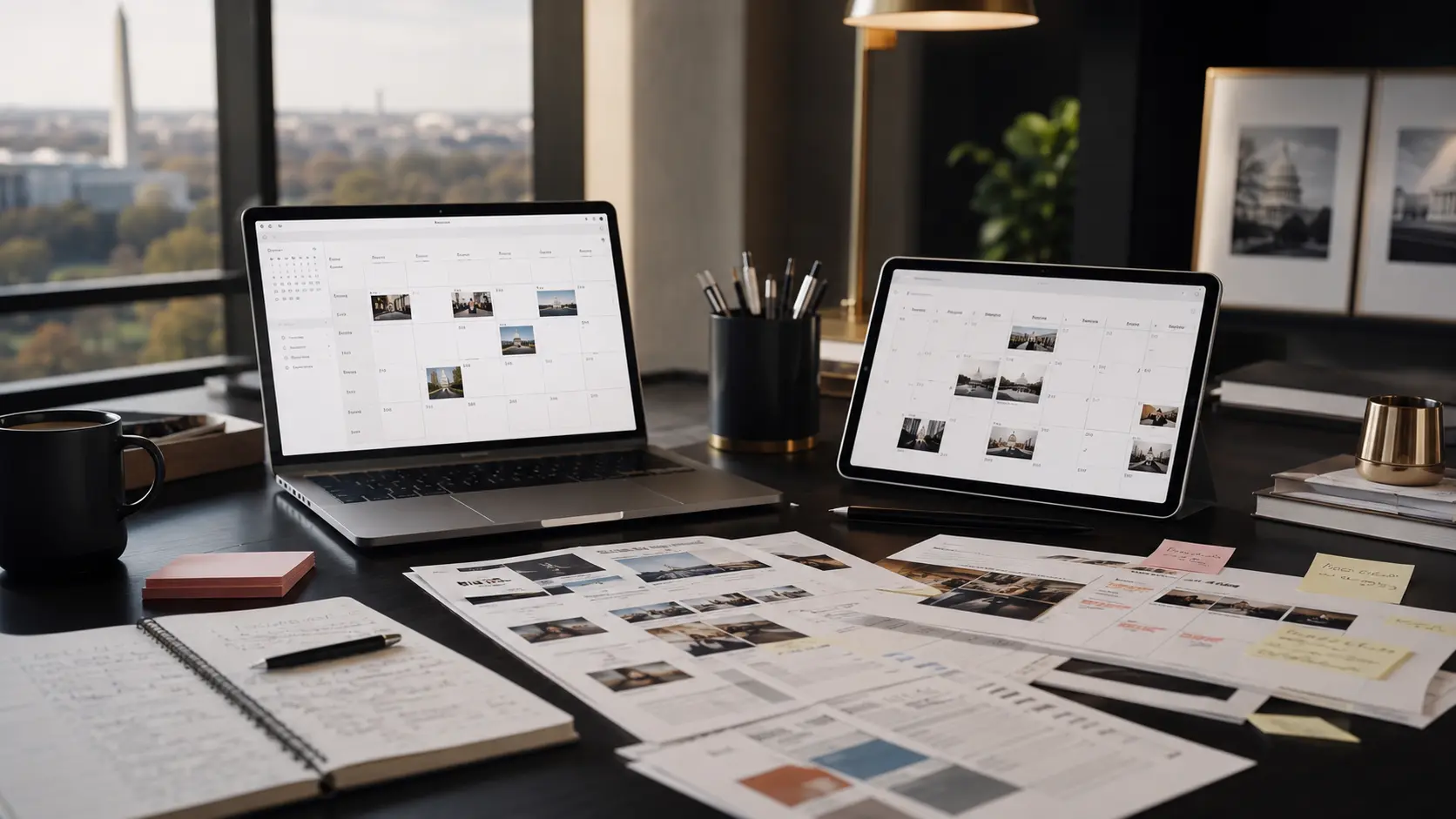 Organized event photo delivery gallery workflow showing a reusable event image library for post-event marketing