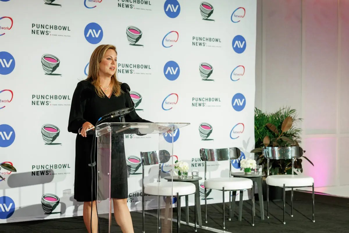Sharp speaker coverage from a Washington DC corporate event