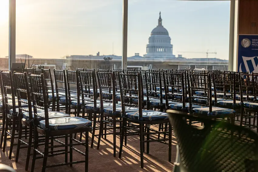 Morning sunrise rooftop event overlooking the US Capitol Washington DC — District Pixel