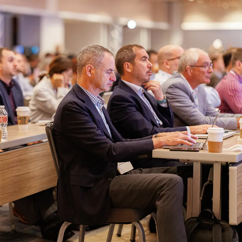 Front-row attendees listening during the FDA-PDA Annual Conference keynote session