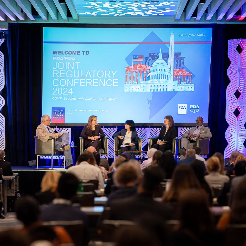 Panel discussion on the main stage during the FDA-PDA Annual Conference