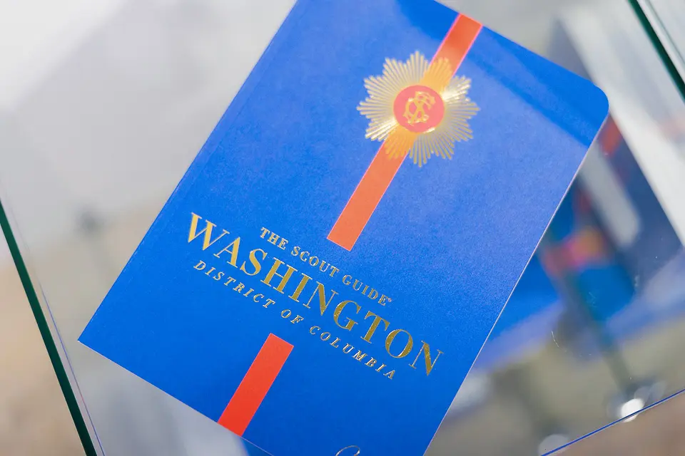 Close-up of The Scout Guide Washington, DC magazine cover at the launch party.