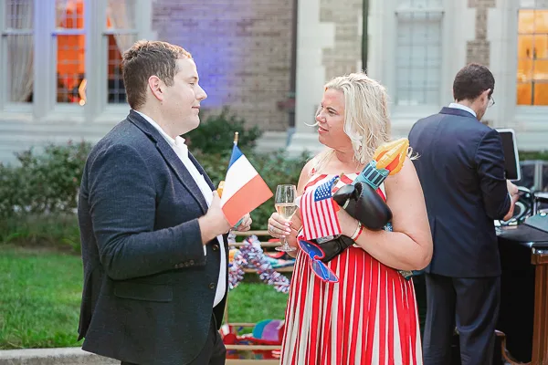 Washington DC event photographer capturing French Embassy networking reception guests
